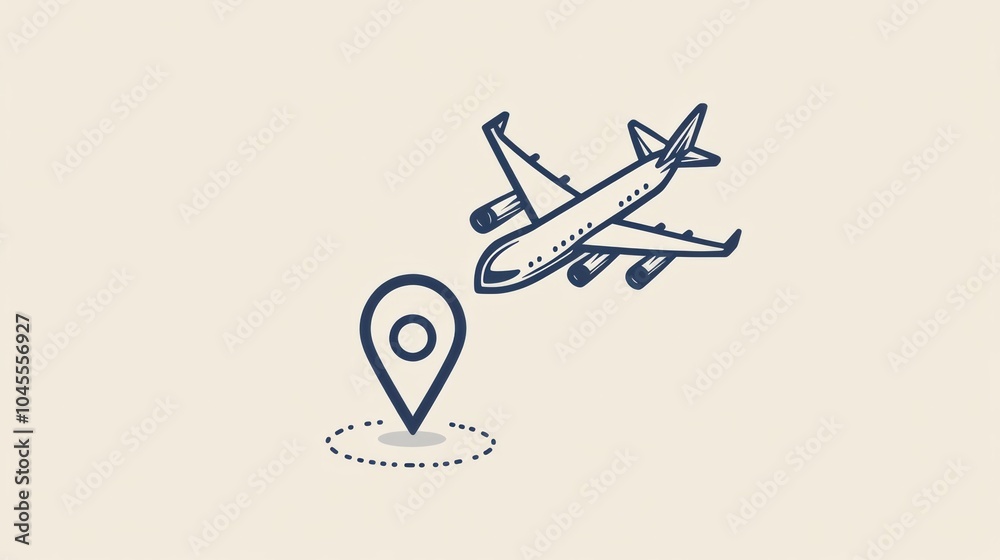 Aufkleber a sleek airplane icon heads toward a map pin symbol, emphasizing exploration and the allure of disco