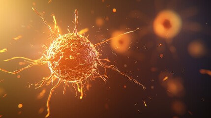 Close-up of human cells undergoing regeneration through stem cell activation, highly detailed, cell regeneration, stem cell