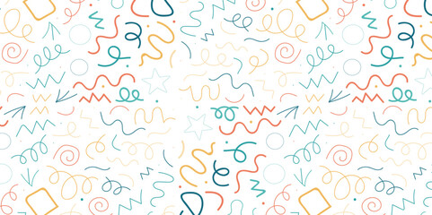 Seamless colorful geometric pattern. Fashion 80-90s. Hipster Memphis style.