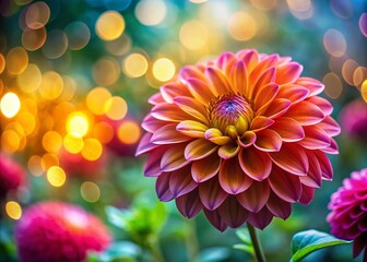 Obraz premium Beautiful Nature with Vibrant Flowers and Leaves in High Depth of Field