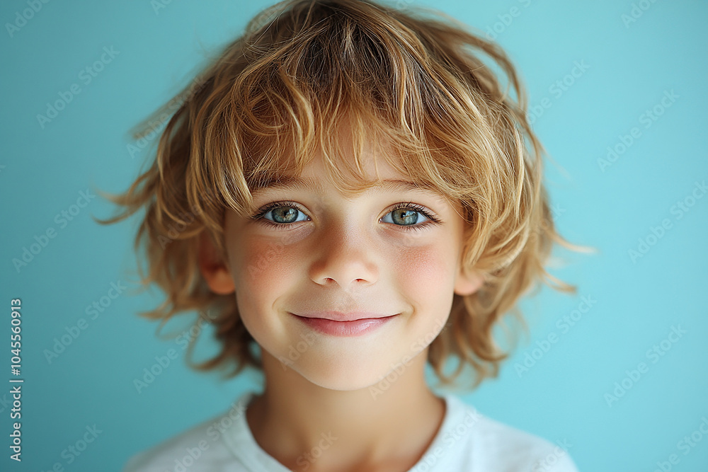 Wall mural portrait of an white little boy with a smile