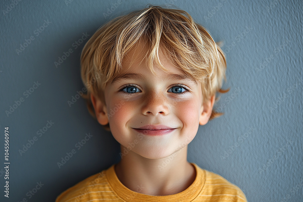 Wall mural portrait of an white little boy with a smile