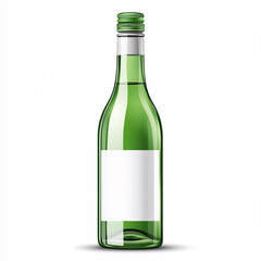 illustration of wine bottle with a blank label on the white background