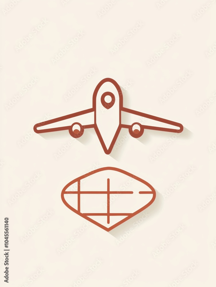 Poster a sleek airplane graphic approaches a map pin, symbolizing adventure and the joy of discovering new 