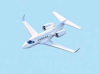 Luxury private jet flying against a clear blue sky, showcasing its sleek design and high-performance features.
