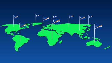 Marshall-islands national flag fly on earth map