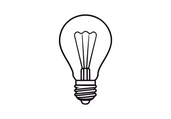 Single continuous one line art idea light bulb,  Editable stroke. Doodle Vector illustration