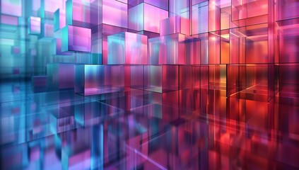 Abstract background with gradient color blocks, made of glass bricks in the...