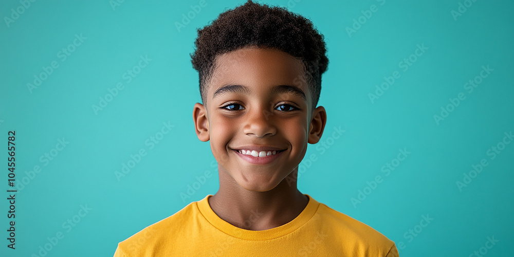 Wall mural Black teenager boy on a studio background