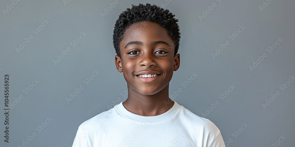 Wall mural Black teenager boy on a studio background