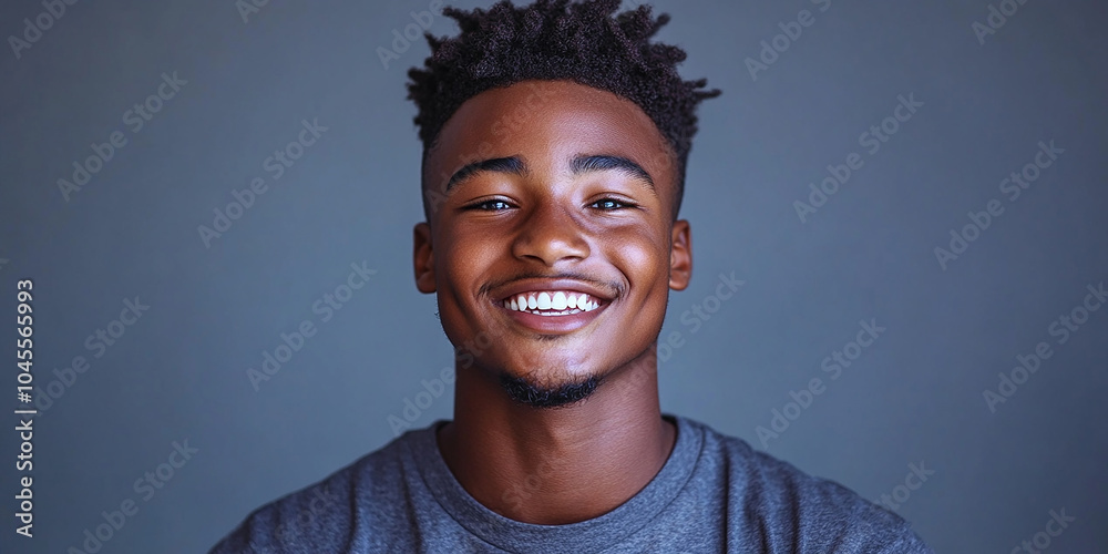 Wall mural Black teenager boy on a studio background