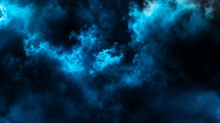 Abstract dark blue and black cloudy background with white sparks.