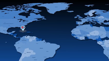 Obraz premium Cuba flag icon GPS location tracking earth map