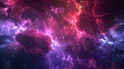 Obraz premium Abstract Cosmic Nebula with Pink, Purple, and Blue Glowing Clouds