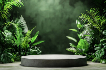 Green Nature Podium Scene for Product Display - Eco-Friendly Stage Mockup for Showcase Presentation