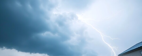 Stormy Skies Over Rooftops - Dramatic Energy and Moody Atmosphere Captured in a Powerful Thunderstorm Scene