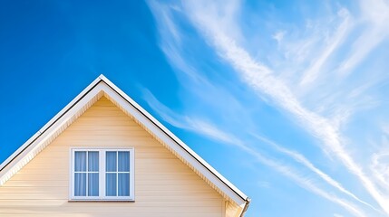 Majestic Jet Contrails Above Serene Rooftop - Minimalistic Sky Evoking Travel Vibes at High Altitude