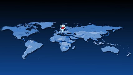 Czechia flag icon GPS location tracking on earth map