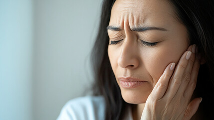 Middle-Aged Japanese Woman Worried About Wrinkles