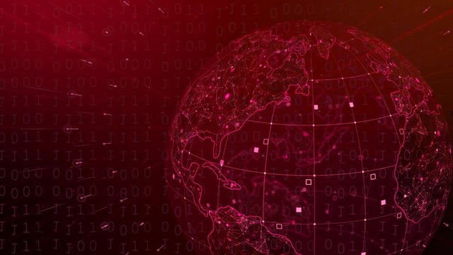Digital coding plexus network red globe - Powered by Adobe