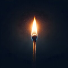 Sparkling Matchstick Flame On Dark Background