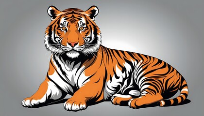 Obraz premium One Tiger Animal illustrator Art image Forest live or Background solid color