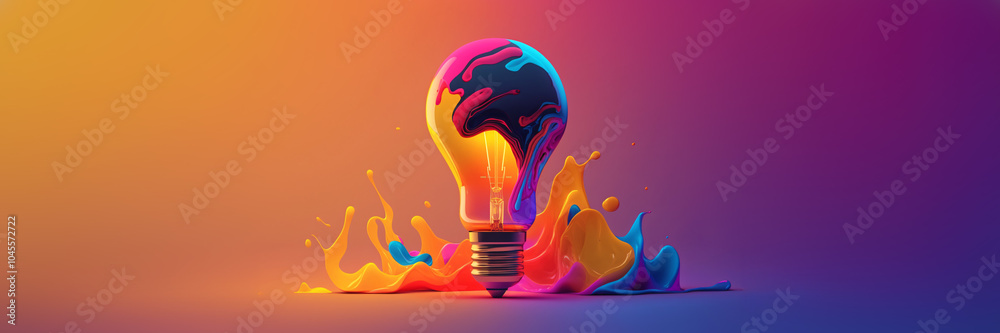 Canvas Prints a colorful glowing idea bulb lamp banner, visualization of brainstorming, bright idea and creative t