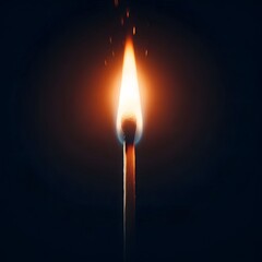 Vertical Matchstick with Sharp Flame and Sparks
