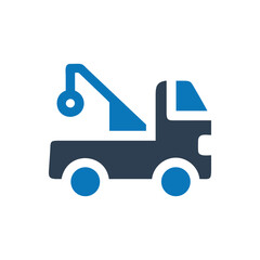 Towing truck icon on white background