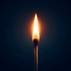 Close-Up of Burning Matchstick Against Dark Background