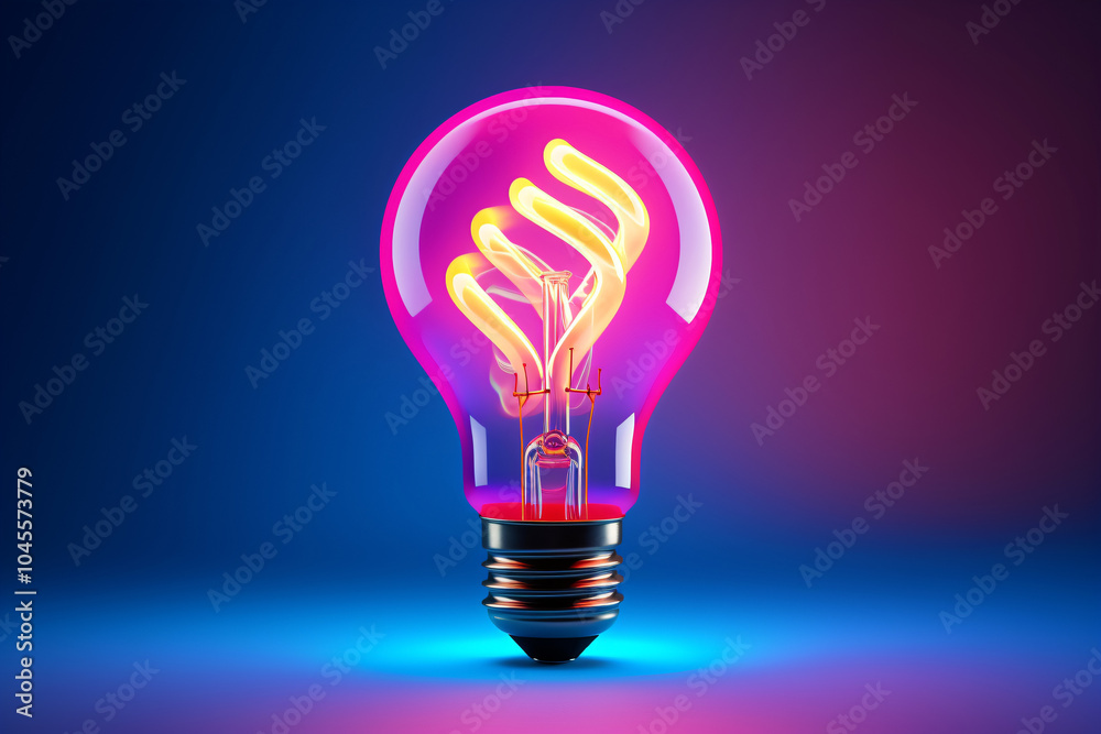 Canvas Prints a colorful glowing idea bulb lamp, visualization of brainstorming, bright idea and creative thinking
