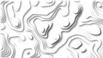 Abstract 3D background creative pattern in illustration with white color design in papercut.Topographic canyon geometric map relief texture with curved layers and shadow. Abstract realistic papercut	
