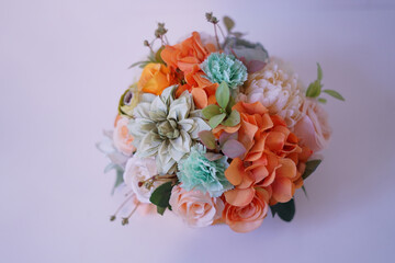 Bridal colorful flowers. Close up. 