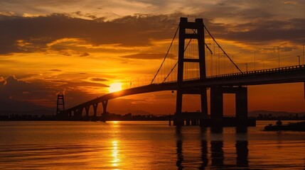 Obraz premium Sunset Bridge Silhouette