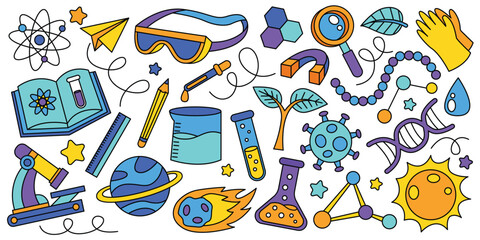 Hand drawn science and chemistry element vector illustration