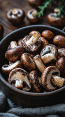 Fototapeta premium Clay Bowl with Edible Mushrooms in Pastel Tones