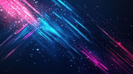Fototapeta premium Vibrant pink and blue light streaks create dynamic, futuristic atmosphere on dark background, evoking sense of motion and energy