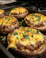Vegetarian Stuffed Mushrooms on a Plate