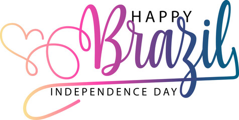 gradient color text, happy brazil independence day, Brazil Independence Day greeting card. stock illustration