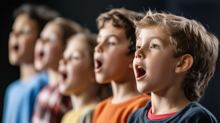 Fototapeta premium Children Enjoying Drama Lessons on Stage