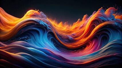 Abstract Fluid Waves of Color and Light, Intertwining and Flowing in a Dynamic Dance of Energy