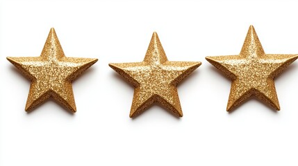 Glittering Gold Stars on White Background