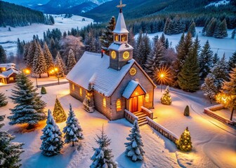 Christmas Church Bells Ringing in a Winter Wonderland - Festive Season Imagery