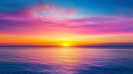 Fototapeta premium Vibrant Sunset Over Calm Ocean Waters