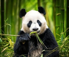 giant panda eating bamboo
