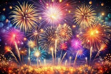 Naklejka premium fireworks in the sky with a person standing in the middle of it