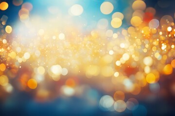 Fototapeta premium A vibrant bokeh effect of colorful Christmas lights, creating a soft, out-of-focus background with red, green, and gold hues, festive and bright 