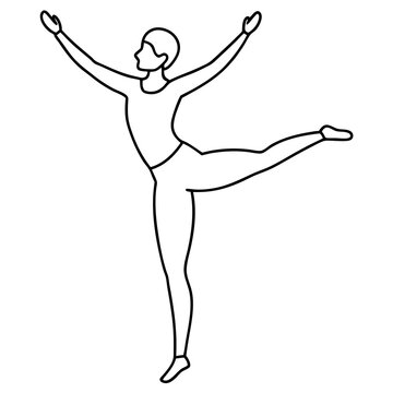 dancer balancing pose black and white clip art preview