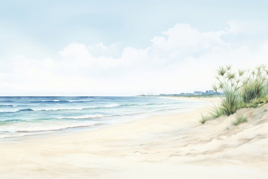 Painting of beach landscape nature outdoors.