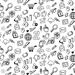 social media hand drawn doodle seamless pattern background © Ade